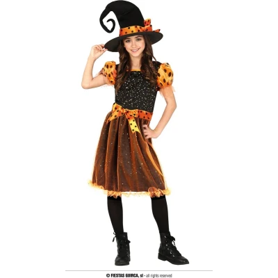Afbeelding van Fiestas Guirca Heks oranje (7 9 jaar) Halloween kostuum voor kinderen meisjes