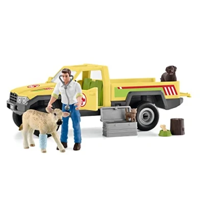 Afbeelding van SCHLEICH 42503 Bezoek van de dierenarts aan boerderij, vanaf 3 jaar, Farm World koffer, 29 x 11 23 cm