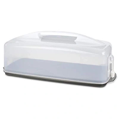 Afbeelding van Taarttransportdoos (vierkante taartdoos voor dooscakes, vaatwasmachinebestendige taartcontainer met deksel en draaggreep) zwart