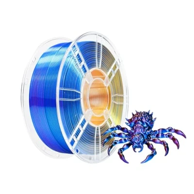 Afbeelding van iBOSS (PLA+) glanzend zijdefilament, driekleurig filament, 3D printerfilament 1,75 mm +/ 0,02 mm, 1 kg spoel (2,2) voor de meeste FDM printers, rood, blauw goud