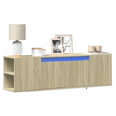 Afbeelding van vidaXL Tv wandmeubel met LED verlichting 135x31x39,5 cm sonoma eiken