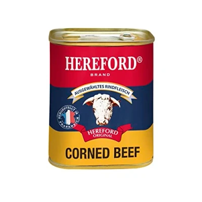Afbeelding van Hereford Corned Beef 340 g I gezouten rundvlees geplet en gekookt in eigen sap geselecteerd