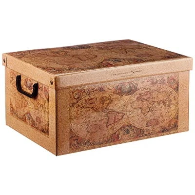 Afbeelding van Kanguru BAULETTO MARCO POLO Decoratieve Kartonnen Opbergdoos met Handgrepen en deksel voor het opbergen van kleding, Kledingkasten, Speelgoed, Home, maat 32 x 42 21 cm, meerkleurig