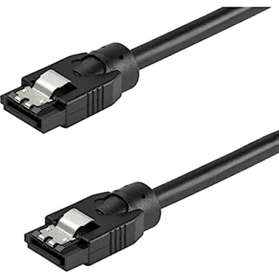 Image de StarTech.com 0.3 m Round SATA Cable Latching Connectors 6Gbs Câble Serial ATA 150/300/600 (R) verrouillé pour 30 cm rond noir