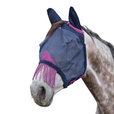 Image de Weatherbeeta Masque Anti Mouches Comfitec Deluxe Durable Mesh avec Oreilles et Franges marine/violet Full