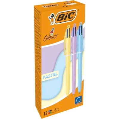 Afbeelding van BIC 4 kleuren Pastel Balpen Verschillende Doos met 12 stuks Medium Punt 1 mm
