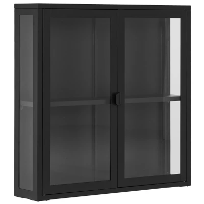 Afbeelding van House Nordic Brisbane Zwart / Glas Hangend Wandkast
