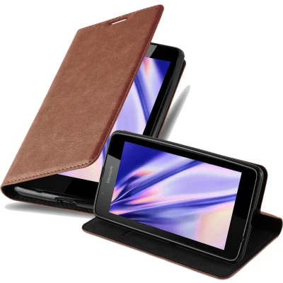 Afbeelding van Cadorabo Hoesje geschikt voor Nokia Lumia 540 in CAPPUCCINO BRUIN Beschermhoes met magnetische sluiting, standfunctie en kaartvakje Book Case Cover Etui