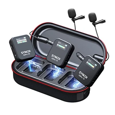 Afbeelding van SYNCO Draadloze lavalier microfoon, G2(A2) Pro 2.4G Dual Lapel Mic 150m 8H voor online lessen Vlog Live Stream YouTube camera smartphone tablet, draadloos