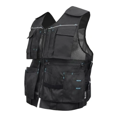 Afbeelding van Högert Technik Gereedschapsvest, effen, zwart, 100% 600D Oxford polyester, werkvest, werkvest voor heren met veel zakken