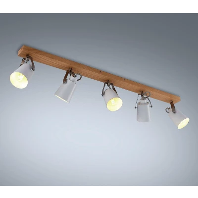 Afbeelding van Lindby plafondlamp 5lichts metaal, hout H: 15.8 cm E14 hout, wit mat