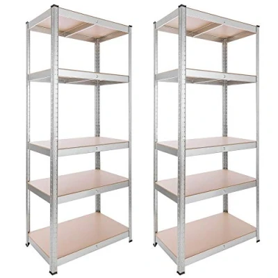Afbeelding van AREBOS 2x Stellingkast Opbergrek 5 Planken 875 kg Draagkracht 180x75x45 cm Metaal/MDF te gebruiken als werkbank