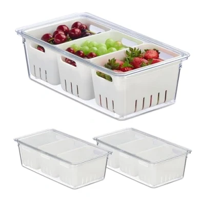 Afbeelding van Koelkast organizer stapelbaar set van 3