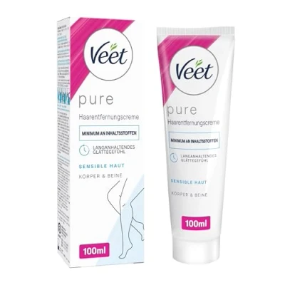 Afbeelding van Veet Pure ontharingscrème voor lichaam, armen en benen, de gevoelige huid, minimale ingrediënten aangename geur, 100 ml