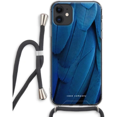 Afbeelding van Case Company® hoesje met Koord geschikt voor iPhone 11 Pauw Telefoonhoesje Zwart Extra Bescherming aan alle Kanten en Over de Schermrand