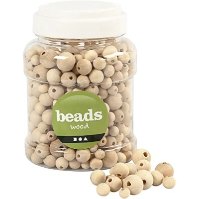 Afbeelding van Houten Kralen Naturel, 530st.