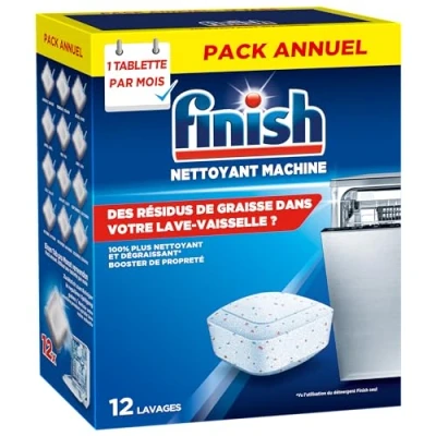 Afbeelding van Finish vaatwasmachinereiniger tijdens wasbeurt 12 tabletten Jaarvolume