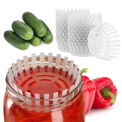 Afbeelding van KADAX 24 stuks fermentatiegewichten voor inmaakpotten, fermentatiedeksels van kunststof, voedselverzwaring met net zuurkool, kimchi en komkommers, fermentatiehulp (fi 82 mm/24