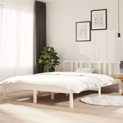 Afbeelding van Bedframe massief hout wit 140x200 cm