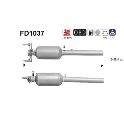 Afbeelding van AS FD1037 Roetfilter Cordieriet MERCEDES BENZ: Vito Mixto, Minibus, Viano