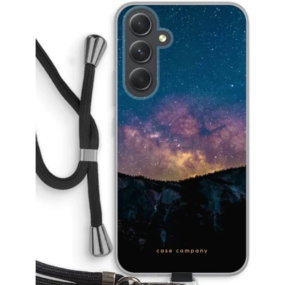 Afbeelding van Case Company® hoesje met Koord geschikt voor Samsung Galaxy A54 Travel to space Telefoonhoesje Zwart Bescherming aan alle Kanten en Over de Schermrand