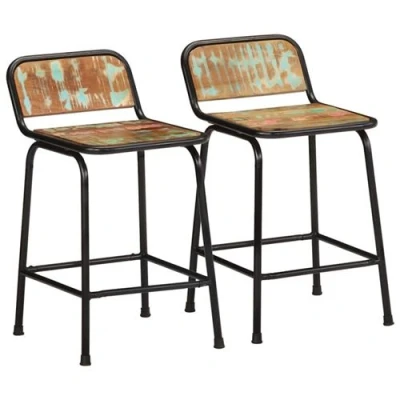 Image de vidaXL Tabourets de bar lot 2 46x35,5x70cm bois massif récupération4013536