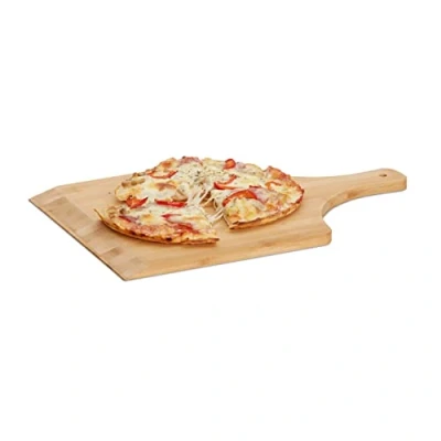 Afbeelding van Relaxdays pizzaschep 45 cm groot bamboe pizzaspatel broodschep pizzaplank hout