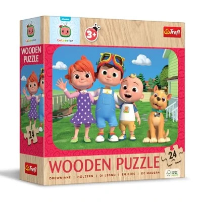 Afbeelding van Trefl houten puzzel: Cocomelon, grappige kameleon 24 stukjes, puzzel, afgeronde randen, decoratief patroon op de achterkant, voor kinderen vanaf 3 jaar