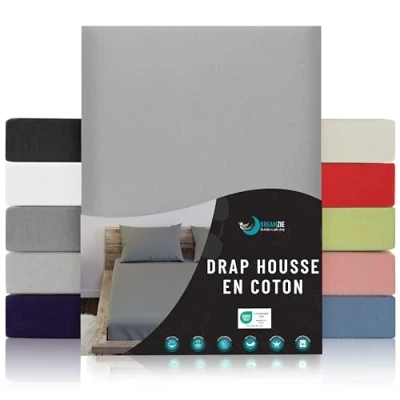 Afbeelding van Dreamzie Hoeslaken, 70 x 200 cm, 100% jersey, katoen, Oeko Tex gecertificeerd grijs beddengoed
