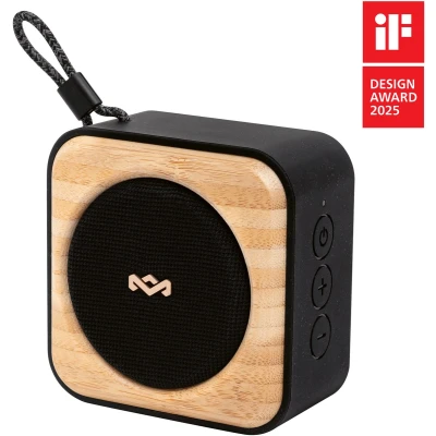Afbeelding van House of Marley Roots bluetooth speaker Draadloze compacte Ingebouwde Flesopener Waterproof 10 uur Batterijduur Gemaakt van Duurzame Materialen Zwart