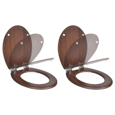 Afbeelding van Toiletbril met soft closedeksel 2 st MDF bruin