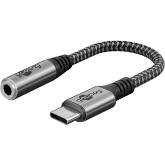 Afbeelding van Goobay USB C naar jack Adapter (USB Type C, 3,5 mm aansluiting), voor mobiel apparaat, Zwart
