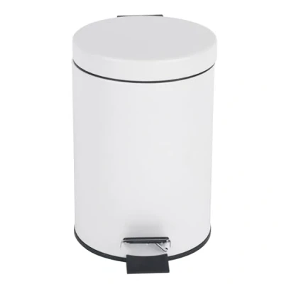 Afbeelding van Beldray LA038098WHTEU7 Pedaalemmer Kleine ronde afvalemmer van roestvrij staal Voor slaapkamer, kantoor, keuken, toilet Zacht sluitmechanisme Binnenbak