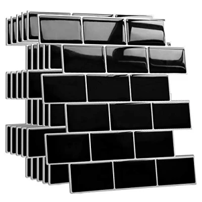 Afbeelding van Yoillione Upgrade Dikkere Schil en Stok Wandtegels Backsplash voor Keuken Badkamer, Metro Tegels Zelfklevende Tegel Stickers 3D op Splashback Zwart, 10 Vellen