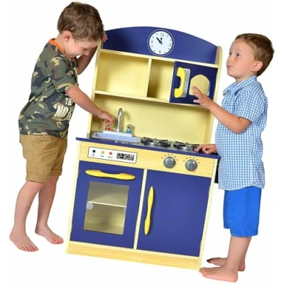 Afbeelding van Teamson Kids Houten Speelkeuken Kinderspeelgoed Rollenspel Speelgoed Blauw