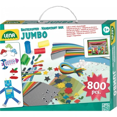 Afbeelding van Lena Creatief Jumbo Knutselkoffer Blauw 800 onderdelen