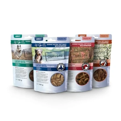 Afbeelding van Voordeelpakket: 12x100g Chewies Lucky Bits Mixpack Hundesnacks