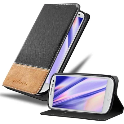 Afbeelding van Cadorabo Hoesje geschikt voor Samsung Galaxy S3 / NEO in ZWART BRUIN Beschermhoes met magnetische sluiting, standfunctie en kaartvakje Book Case Cover Etui