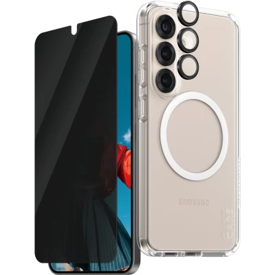 Afbeelding van PanzerGlass CARE Flagship 3 in 1 Set (hoesje + beschermglas) Samsung Galaxy S25 Transparant, Zwart Inductieve lading, Stootbestendig