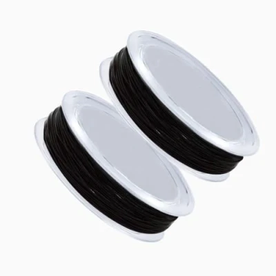 Afbeelding van 2 stuks 0,8 mm elastische draad, rubberen kralendraad, voor doe het zelf, armbanden en handwerk (zwart)