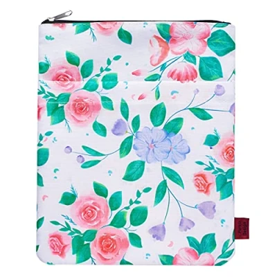 Afbeelding van Paperback beschermhoes van wasbare stof met ritssluiting, 28 x 22 cm, wit