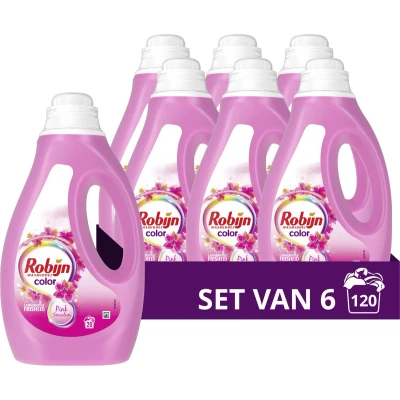 Afbeelding van 6x Robijn Vloeibaar Wasmiddel Color Pink Sensation 20 Wasbeurten 1 liter