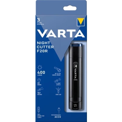 Afbeelding van Varta LED zaklamp Night Cutter F20R 400lm, incl. 1x micro USB kabel, blisterverpakking
