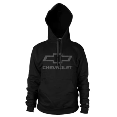 Afbeelding van Chevrolet Officieel gelicentieerd Logo Sweatshirt met capuchon, zwart.