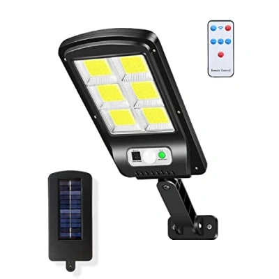 Afbeelding van Straatlantaarn op zonne energie, 120 leds, met bewegingsdetector. Led zonnelamp voor buiten. IP65 waterdichte lamp tuin, terras, oprit, garage.
