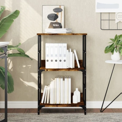 Afbeelding van vidaXL Bibliothèque, Étagère à Livres avec 2 Compartiments, Meuble de Rangement Bureau Intérieur, Industriel, Chêne Fumé Bois d&#039;Ingénierie