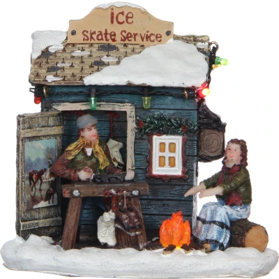 Afbeelding van LuVille Kerstdorp Miniatuur Schaatsen Service L11,5 x B9 H11 cm