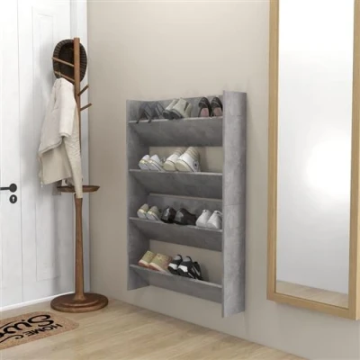 Afbeelding van vidaXL Schoenenkasten 2 st 27,5x27x102 cm betongrijs
