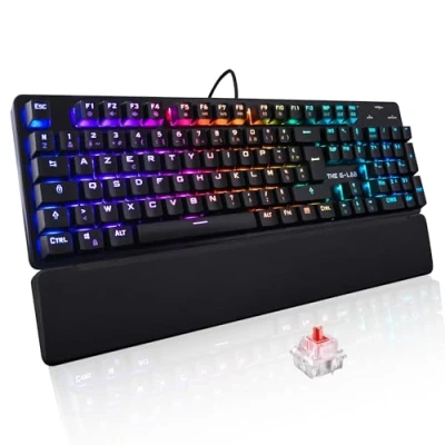 Image de The G Lab KEYZ RUBIDIUM Clavier rétroéclairé USB AZERTY Français commutateur : interrupteur rouge