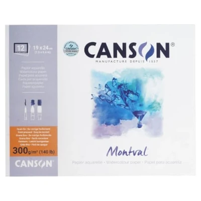Afbeelding van CANSON Aquarellblock &quot;Montval&quot; Fijne Korrel 300 grams 12 vel 19 x 24 cm